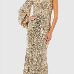 Gold Sequin One-Shoulder Gown
